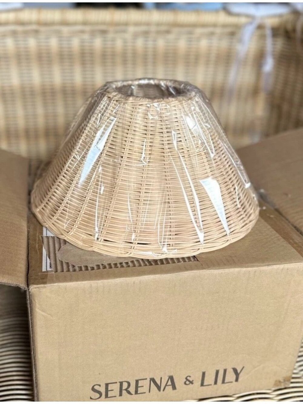 Serena & Lily Brookings Petite Table Lamp Shade-Rattan/Wicker-Natural Brown
